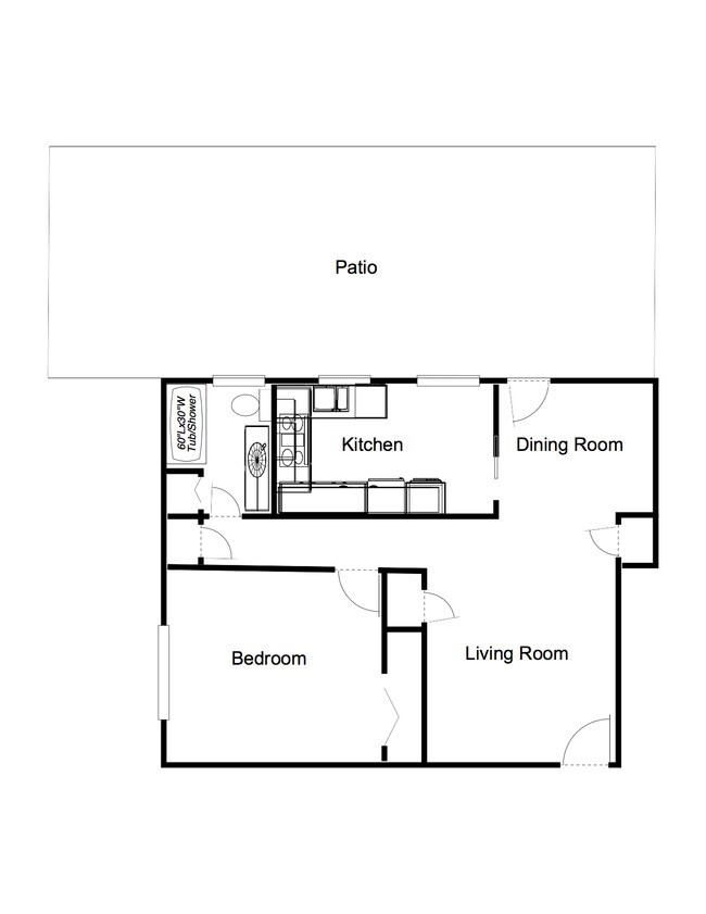 1-Bedroom, 1-Bathroom (1) floor plan